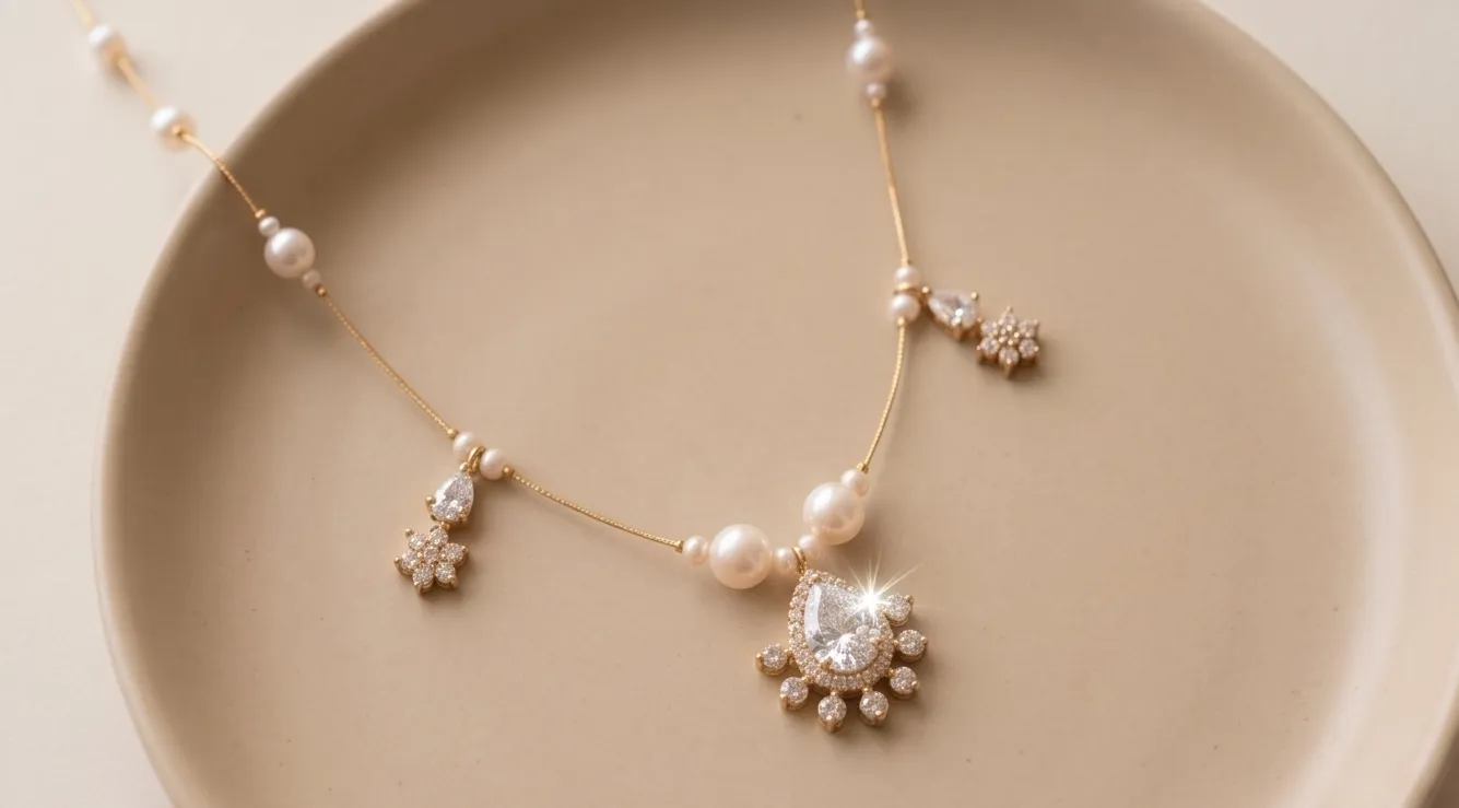 Ethereal Polki & Pearl Dainty Chain
